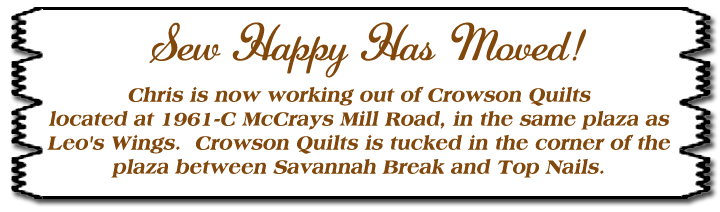 banner displaying the new address of Sew Happy